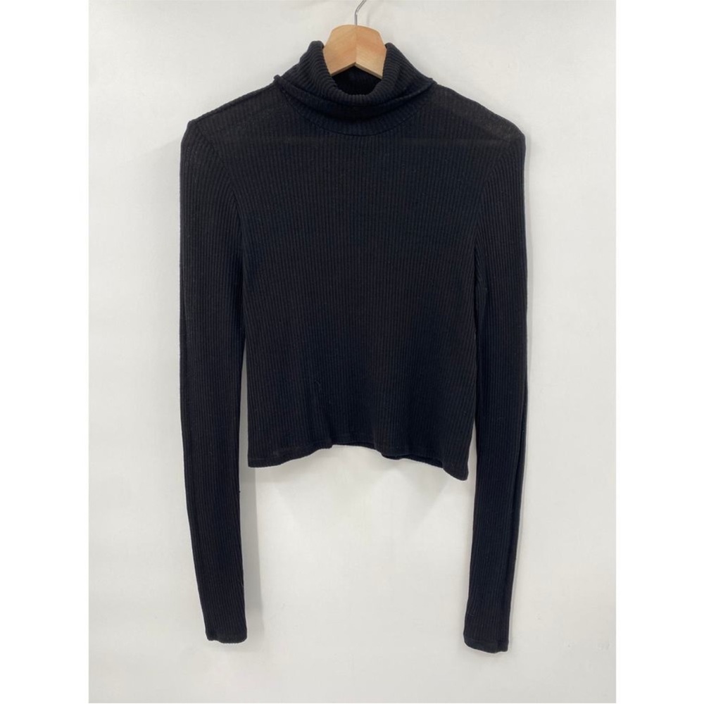 REFORMATION Black Ribbed Turtleneck Long Sleeve Medium EUC